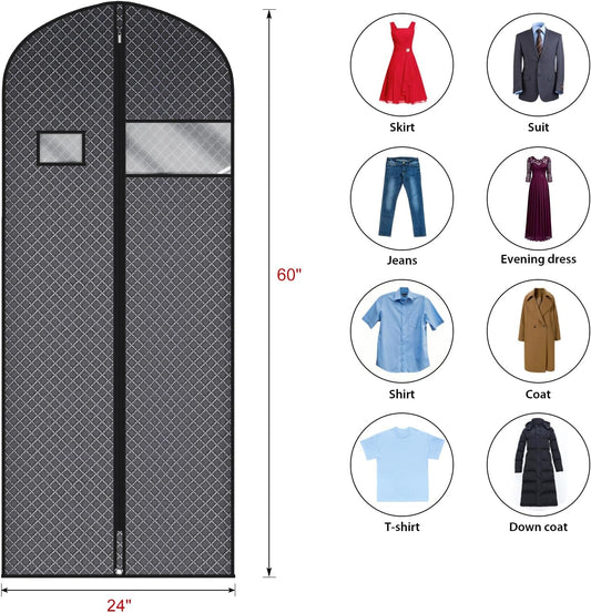 Univivi 60 Inch Lightweight Garment Bag for Hanging Clothes, 10 Pack, Black