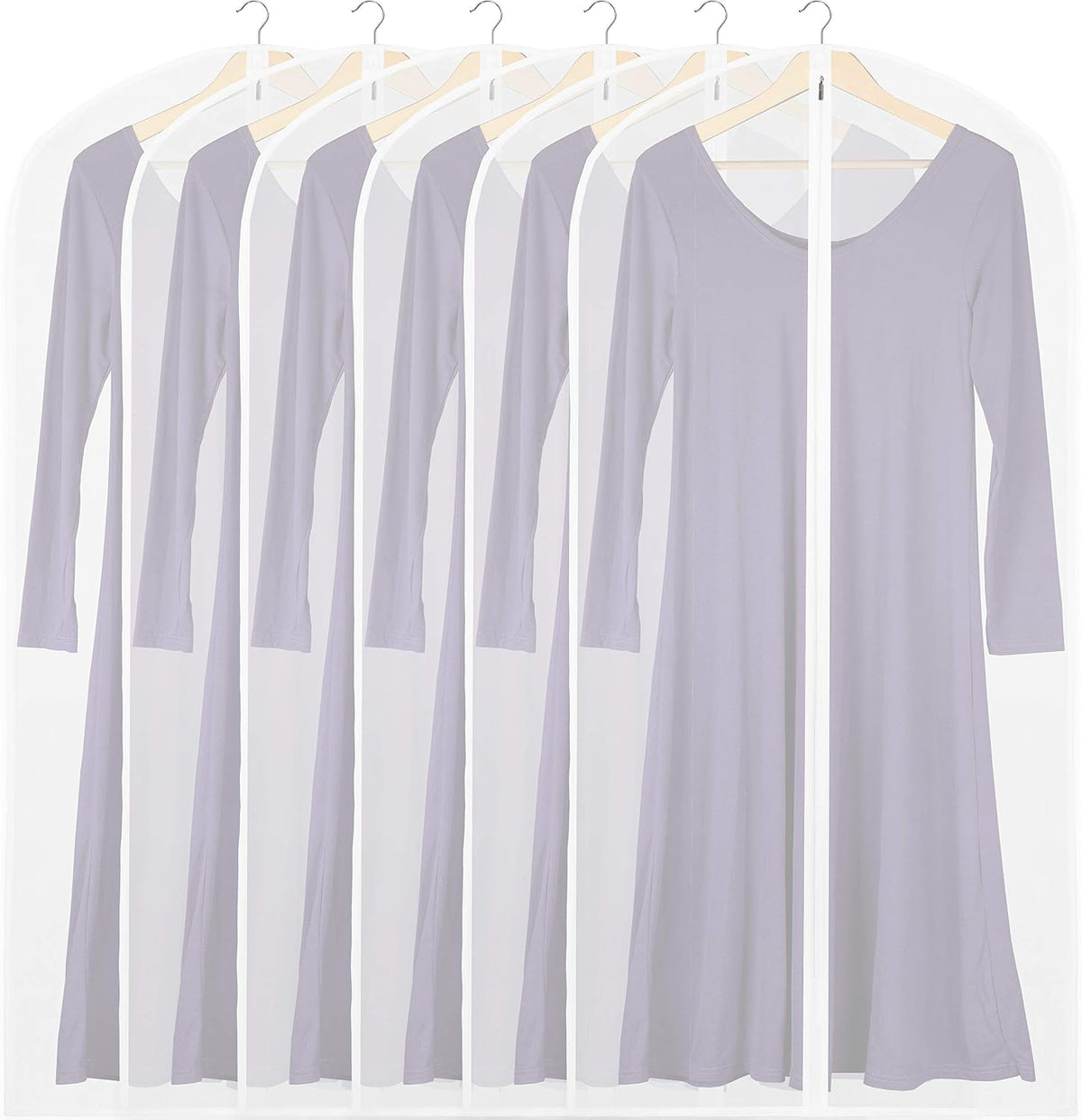 Simple Houseware 50-Inch Translucent Garment Bags with Zipper, 6 Pack
