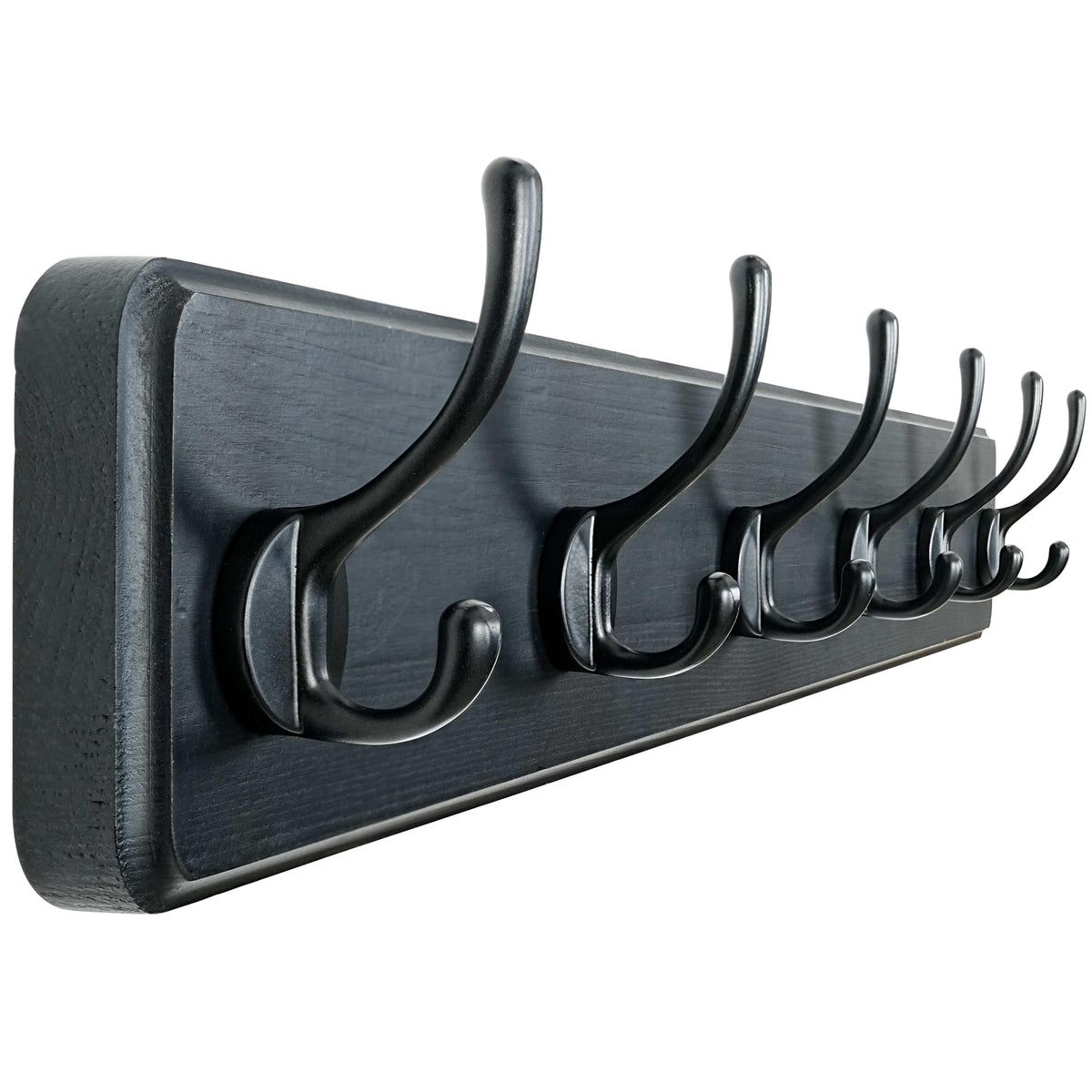 Dseap Wall Mounted Coat Rack: Patented, Heavy-Duty, 17.4" Long 5-Double-Hooks Wooden Hanger Rail for Winter Coats, Hat, Jacket, Clothing - Natural & Black