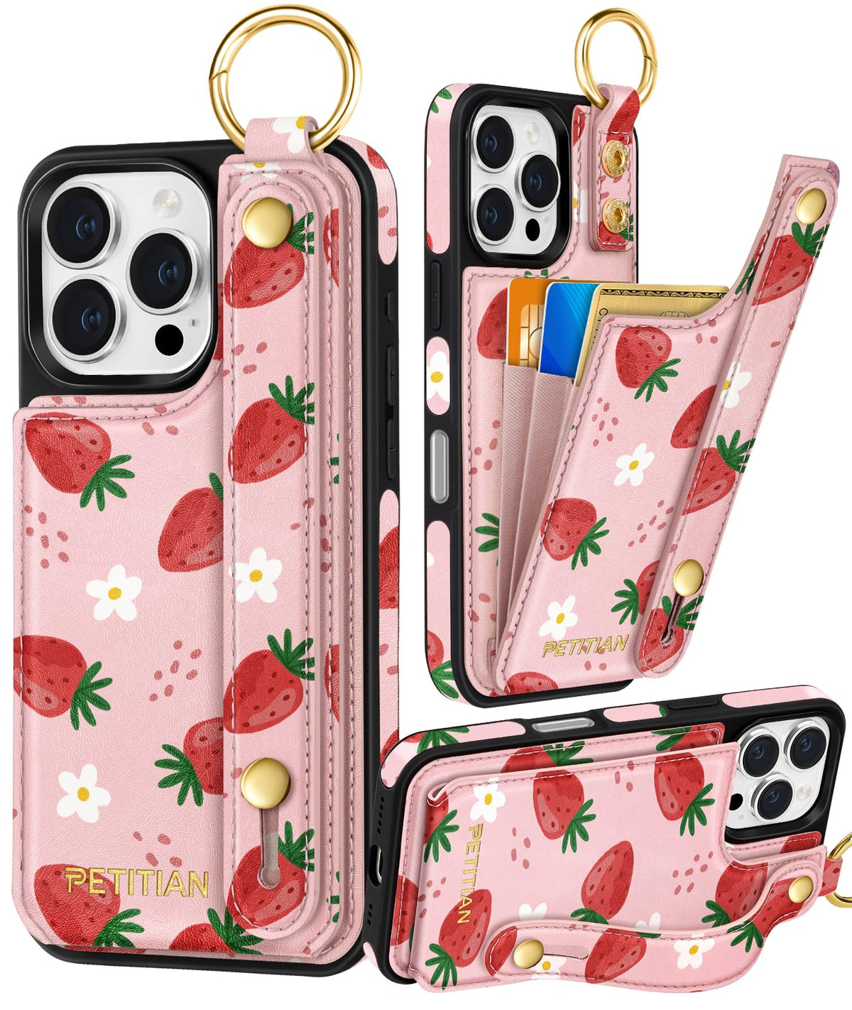 Petitian for iPhone 18 Pro/17 Pro Wallet Case for Women, Vintage Flower