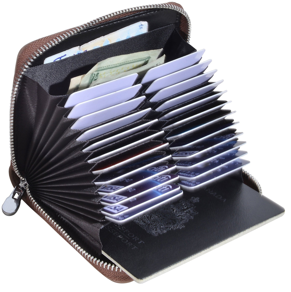 Easyoulife Genuine Leather Credit Card Holder Case RFID Travel Passport Wallet