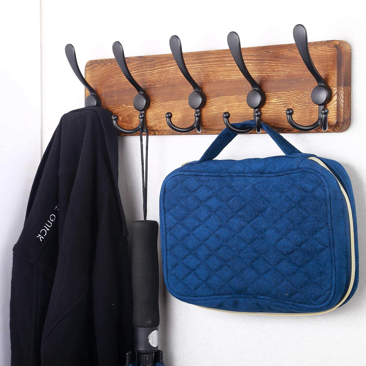 SKOLOO Rustic Coat Rack Wall Mount, 16" Stud Spacing, Solid Wood, Brown