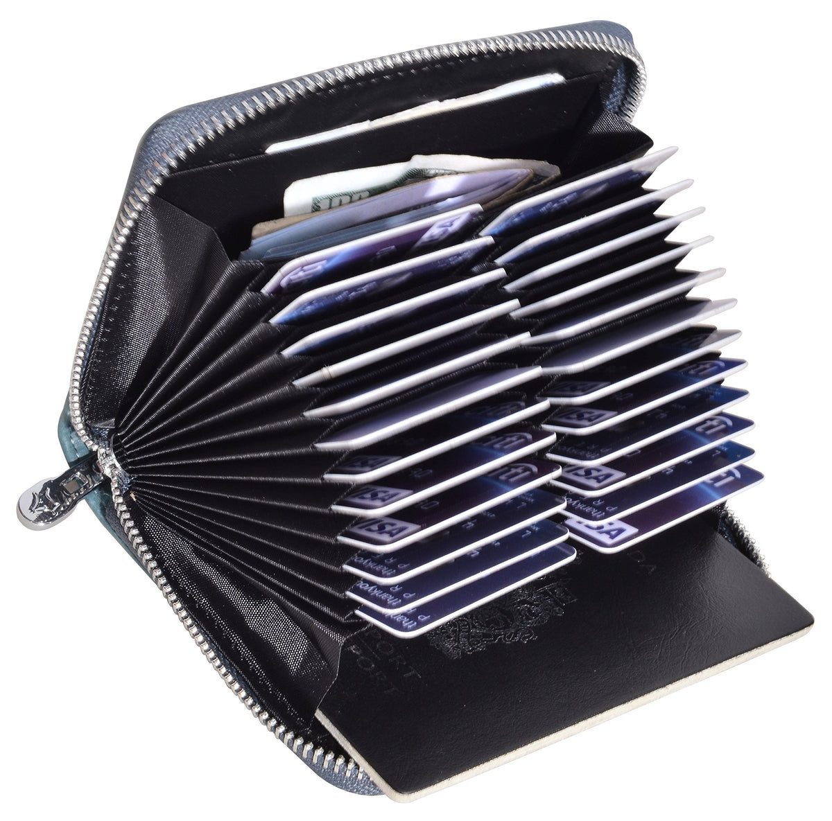 Easyoulife Genuine Leather Credit Card Holder Case RFID Travel Passport Wallet