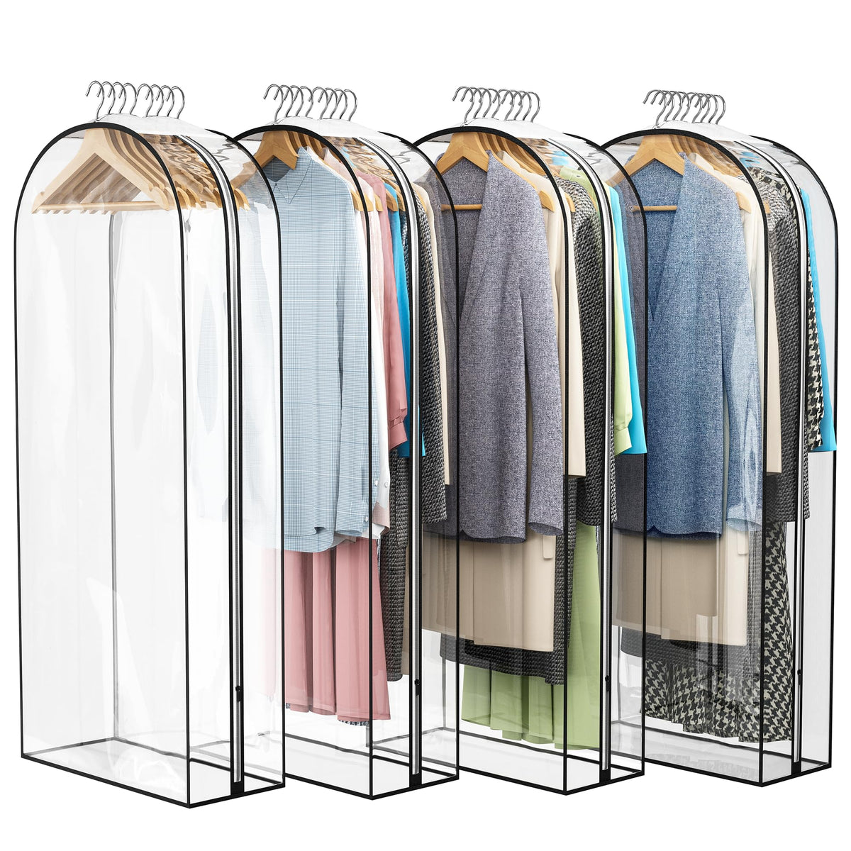 Liuoud Clear Garment Bags for Hanging Clothes 10” Gusseted, 6 Pack, 40”&50”