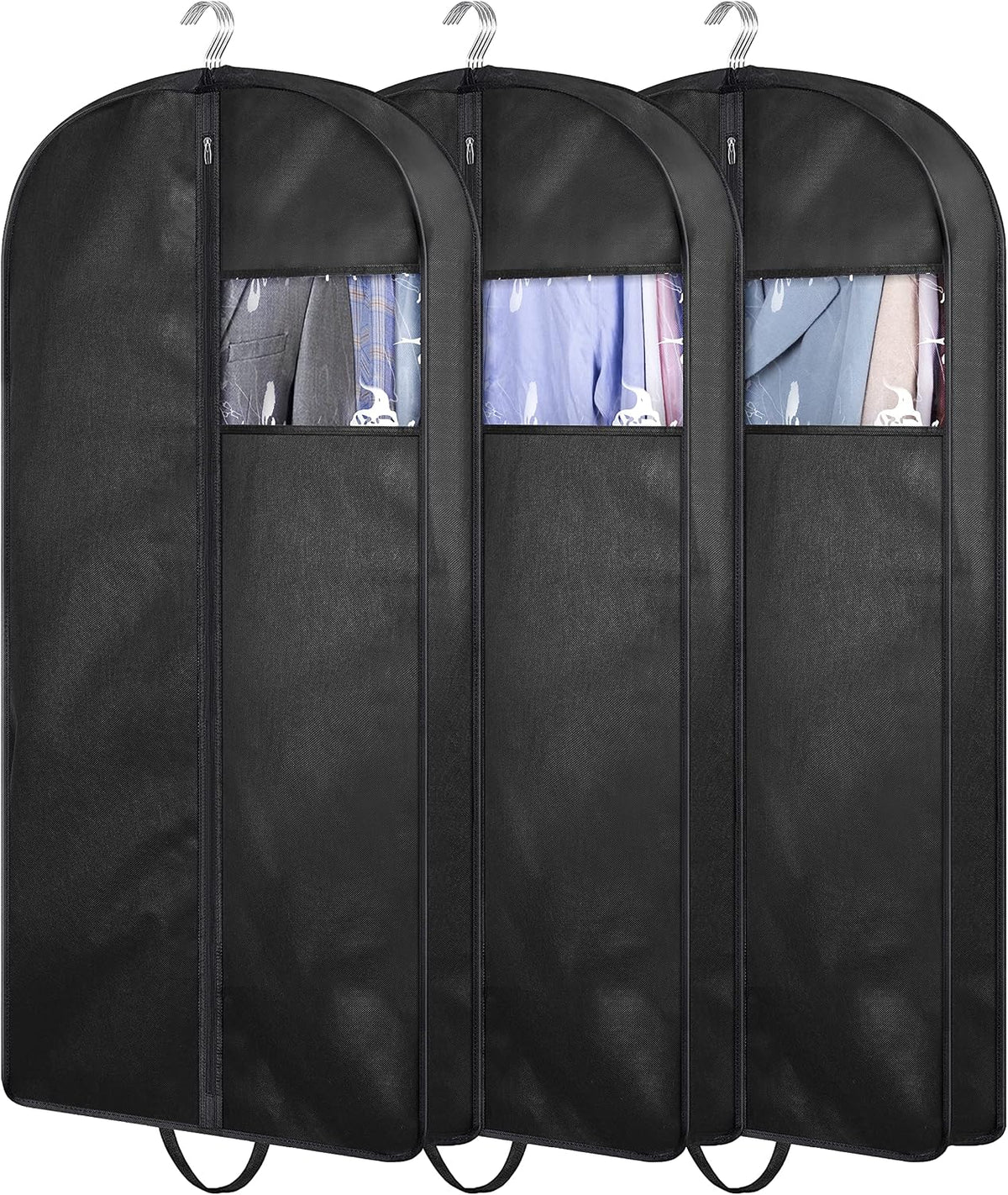 KIMBORA 43" Suit Bags for Closet Storage and Travel, Gusseted Hanging Garment Bags for Men Suit Cover With Handles for Clothes, Coats, Jackets, Shirts（3 Packs）