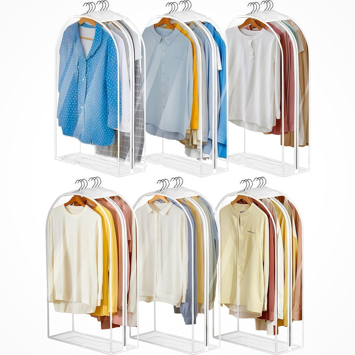 20 Pack Combo Size Clear Garment Bags for Hanging Clothes with Full Zipper for Closet Storage, Clothes Cover For Hanging, Wardrobe Bags for Hanging Clothes.(120 x 60CM x 10P, 100 x 60CM x 10P)