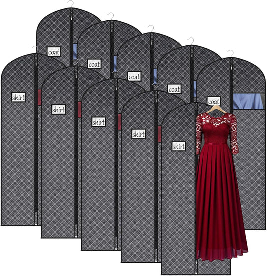 Univivi 60 Inch Lightweight Garment Bag for Hanging Clothes, 10 Pack, Black