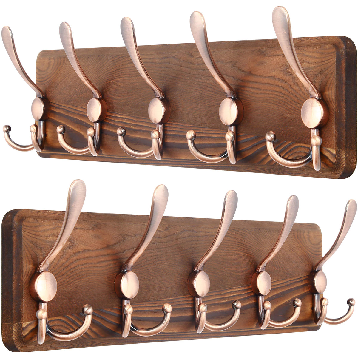 SKOLOO Rustic Coat Rack Wall Mount, 16" Stud Spacing, Solid Wood, Brown