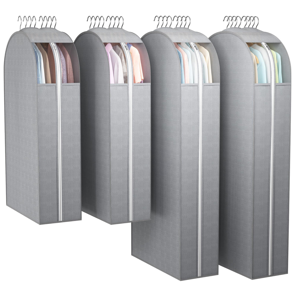 Liuoud Clear Garment Bags for Hanging Clothes 10” Gusseted, 6 Pack, 40”&50”