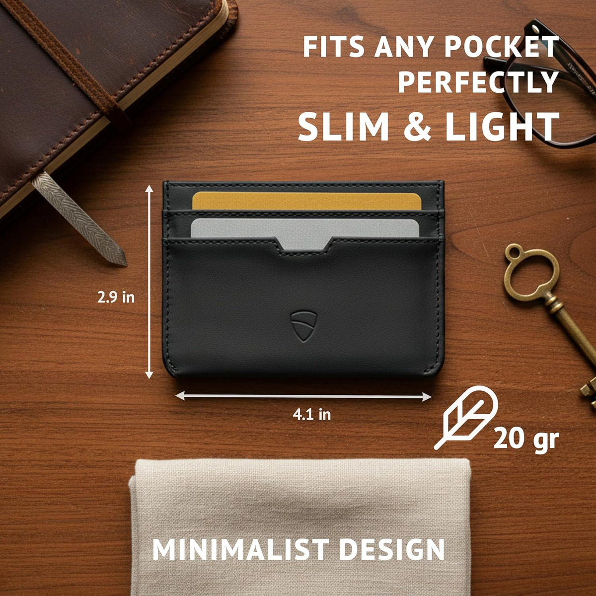 Vaultskin MOORGATE Slim Top-Grain Leather Credit Card Holder, RFID Wallet