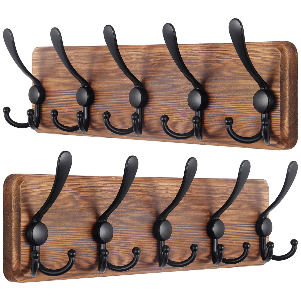 SKOLOO Rustic Coat Rack Wall Mount, 16" Stud Spacing, Solid Wood, Brown