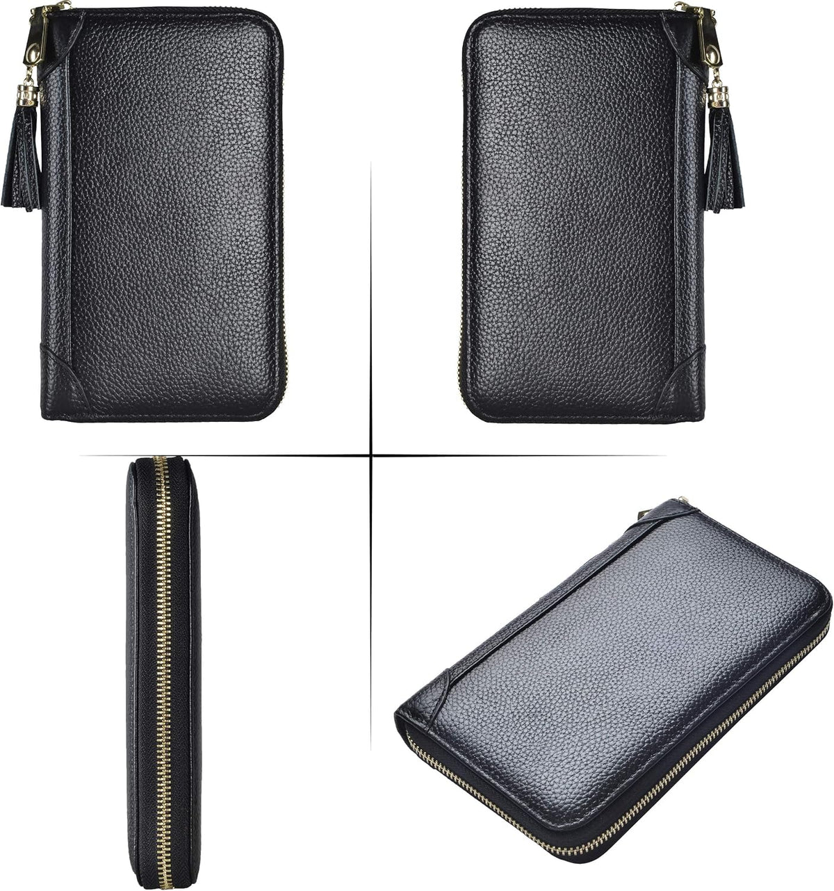 Easyoulife Credit Card Holder Wallet Womens Zipper Leather Case Purse RFID Blocking