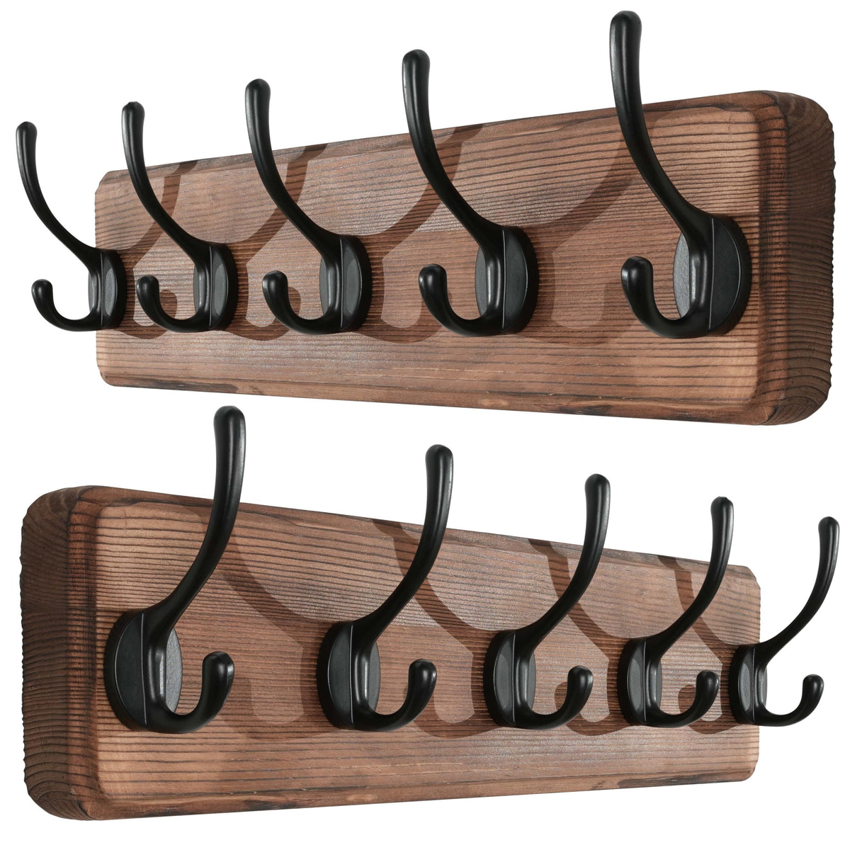 SKOLOO Rustic Coat Rack Wall Mount, 5 Hooks, 17 Inch, Solid Wood, White
