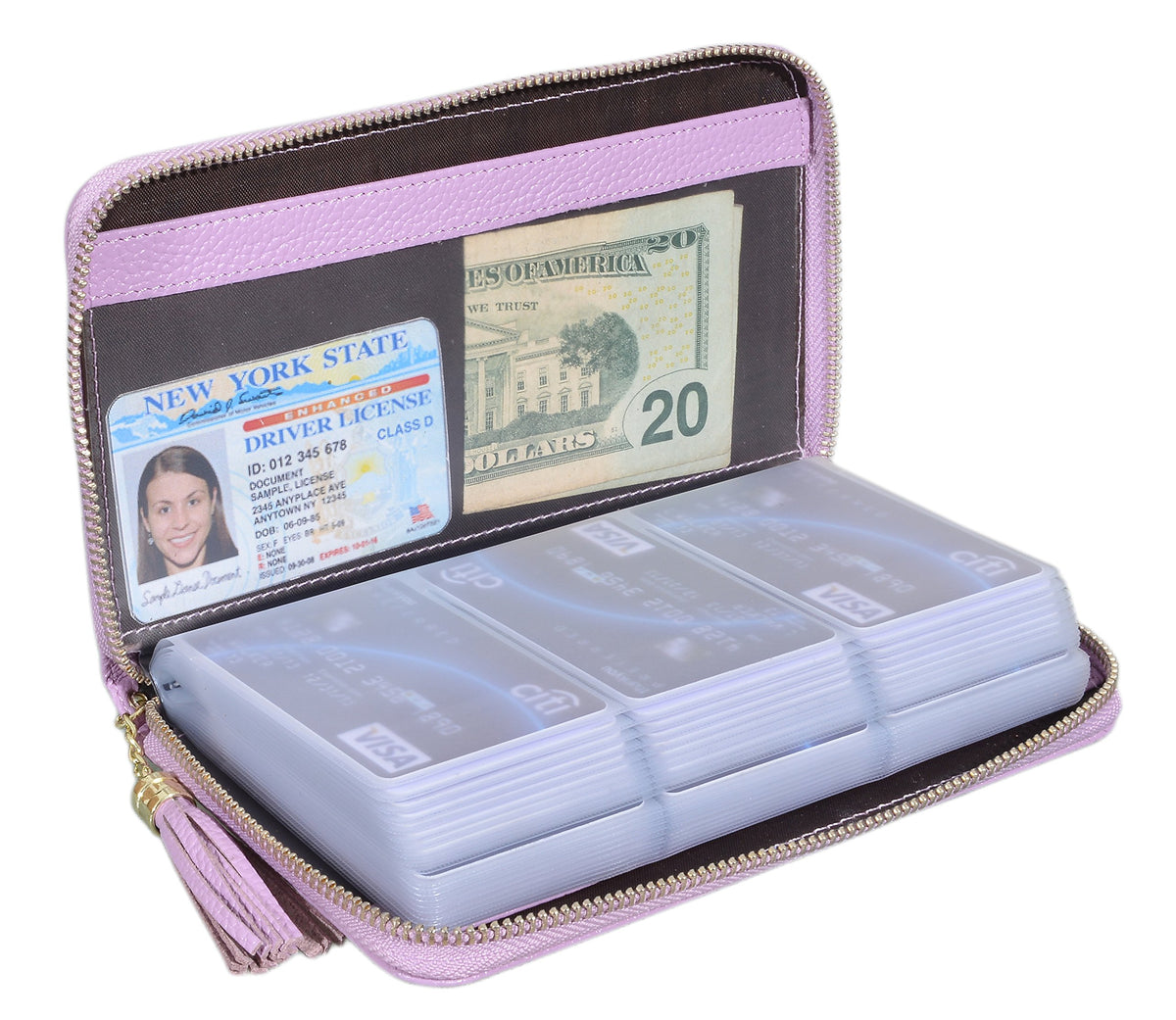 Easyoulife Credit Card Holder Wallet Womens Zipper Leather Case Purse RFID Blocking