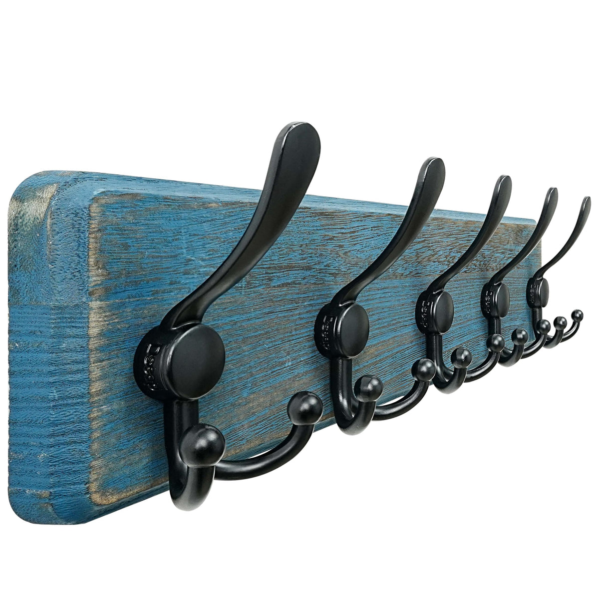 Dseap Coat Rack Wall - Heavy-Duty 38-1/4" Long, with Reinforced 10 Custom Tri-Hooks, Solid Wood Wall Hanger for Coats Hat Jackets - Rustic Farmhouse Entryway Hallway Storage, Black