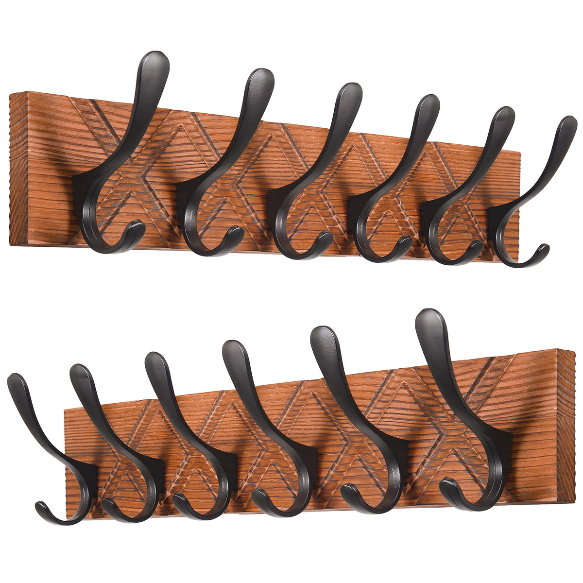 SKOLOO Coat Rack Wall Mount - Wooden White Wall Coat Hook, Wall Coat Hanger Rack with 6 Hooks for Hanging Coats, Hats, Clothing, Scarfs, White