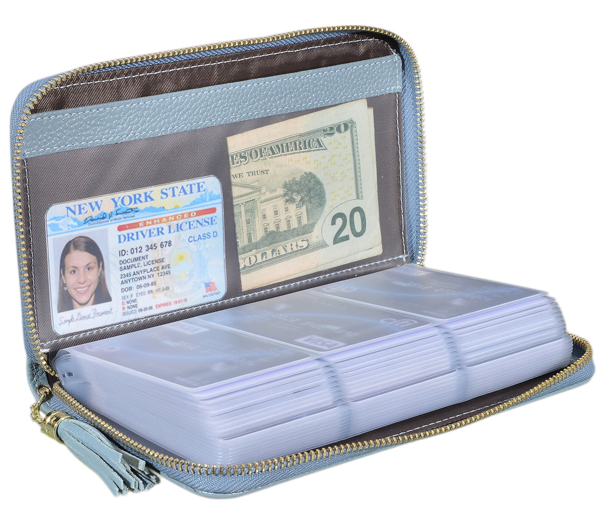 Easyoulife Credit Card Holder Wallet Womens Zipper Leather Case Purse RFID Blocking