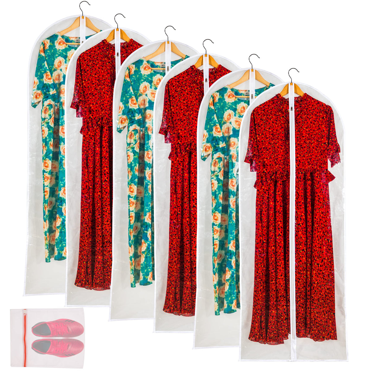 Clear Garment Bags For Hanging Clothes, 36" Women Suit Bags, Plastic Garment Bags for Closet Storage, Suit Cover Bags with Zipper for Short Coats, Jackets, Shirts 24"x36"/ 6 Pack